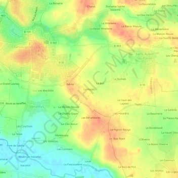 Carte topographique La Hazais, altitude, relief