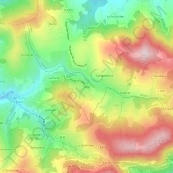 Carte topographique Vanel, altitude, relief