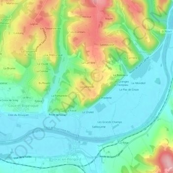 Carte topographique La Geneste, altitude, relief