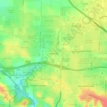 Carte topographique New Buffalo, altitude, relief