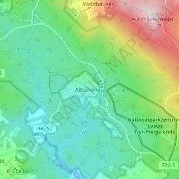 Carte topographique Altschönau, altitude, relief