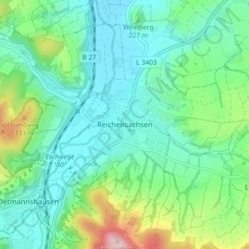 Carte topographique Reichensachsen, altitude, relief