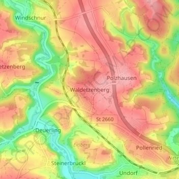 Carte topographique Waldetzenberg, altitude, relief