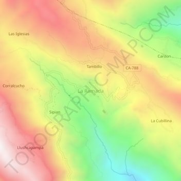 Carte topographique La Ramada, altitude, relief