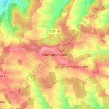 Carte topographique Oberspechtrain, altitude, relief