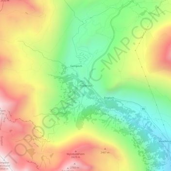 Carte topographique Niederalp, altitude, relief