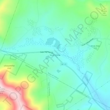 Carte topographique South Gilboa, altitude, relief