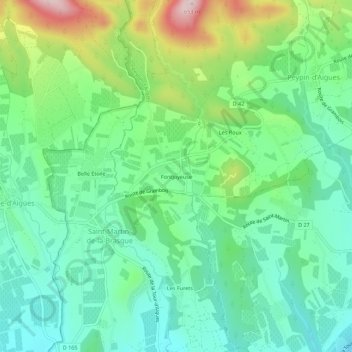 Carte topographique Fontjoyeuse, altitude, relief