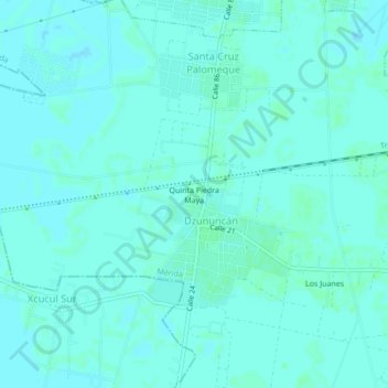 Carte topographique Quinta Piedra Maya, altitude, relief