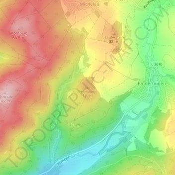 Carte topographique Homburg, altitude, relief