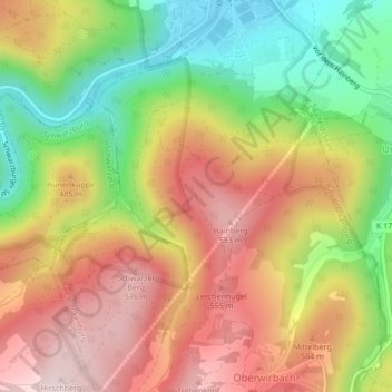 Carte topographique Höchster Punkt, altitude, relief