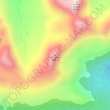 Carte topographique Cairngorm, altitude, relief