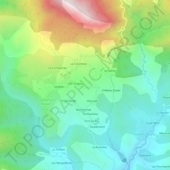 Carte topographique Les Colons, altitude, relief