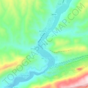 Carte topographique Ait Arbi, altitude, relief