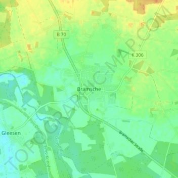 Carte topographique Bramsche, altitude, relief