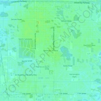 Carte topographique Beverley Terrace, altitude, relief