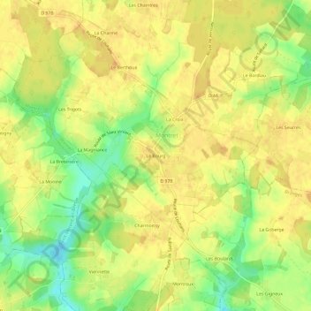 Carte topographique Le Bourg, altitude, relief