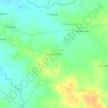 Carte topographique Shankerpally, altitude, relief