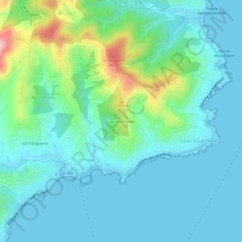 Carte topographique Les Issambres, altitude, relief
