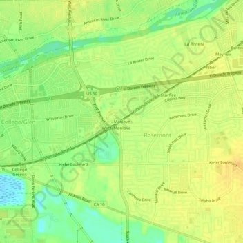 Carte topographique Manlove, altitude, relief