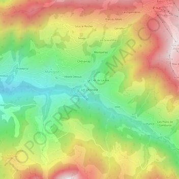 Carte topographique Les Choseaux, altitude, relief