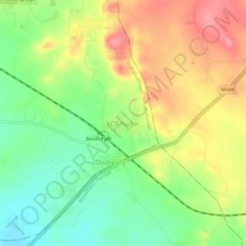 Carte topographique KCR Nagar, altitude, relief