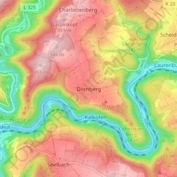 Carte topographique Dörnberg, altitude, relief