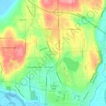 Carte topographique Northwest Snohomish, altitude, relief