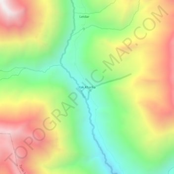 Carte topographique Yak Kharka, altitude, relief