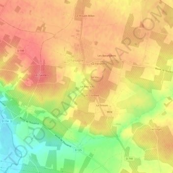Carte topographique Le Petit Val, altitude, relief