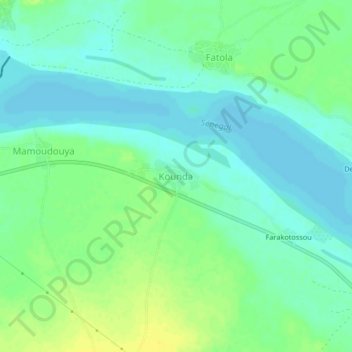 Carte topographique Kounda, altitude, relief