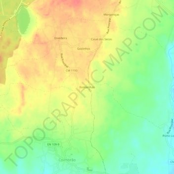 Carte topographique Fontainhas, altitude, relief