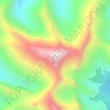Carte topographique Fisher Peak, altitude, relief