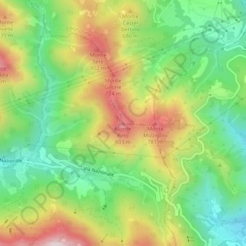 Carte topographique Monte Pino, altitude, relief