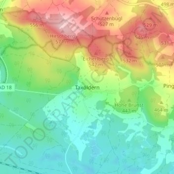 Carte topographique Taxöldern, altitude, relief
