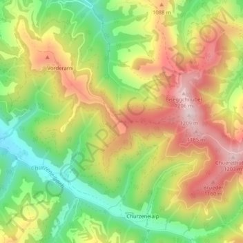 Carte topographique Vorder Arni, altitude, relief