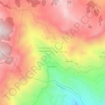 Carte topographique Imrabden, altitude, relief