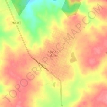 Carte topographique Laguna del Mante, altitude, relief