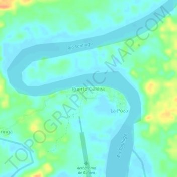 Carte topographique Puerto Galilea, altitude, relief