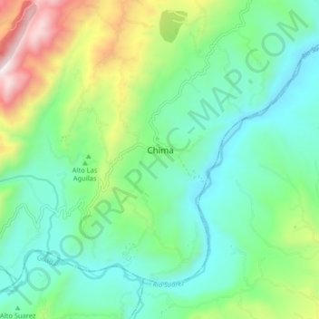 Carte topographique Chima, altitude, relief
