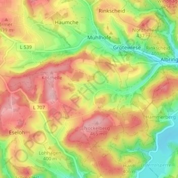 Carte topographique Oberworbscheid, altitude, relief