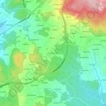 Carte topographique San Domingo, altitude, relief