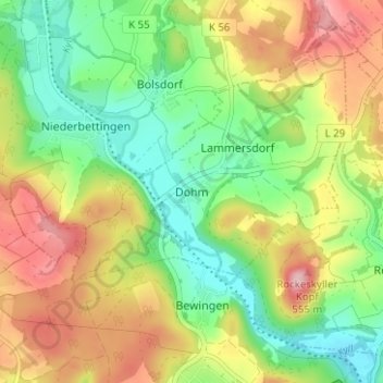 Carte topographique Dohm, altitude, relief