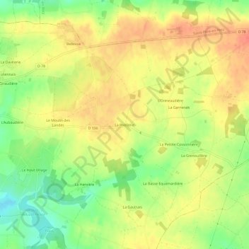 Carte topographique La Poëllerie, altitude, relief
