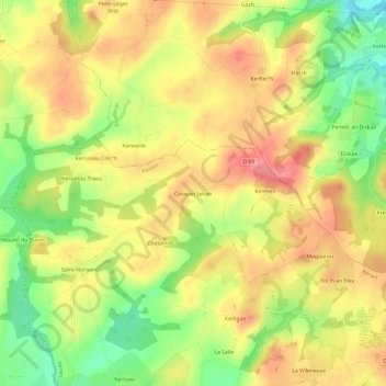 Carte topographique Cosquer Jehan, altitude, relief