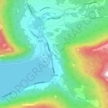 Carte topographique Hornindal, altitude, relief