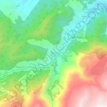 Carte topographique Tizert, altitude, relief
