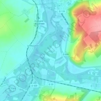 Carte topographique Les Grosses Terres, altitude, relief