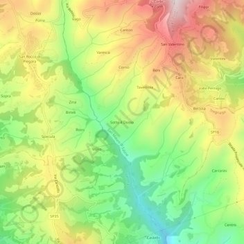 Carte topographique Sotto il Dosso, altitude, relief