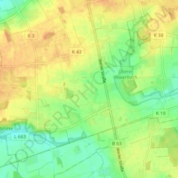 Carte topographique Osterflierich, altitude, relief
